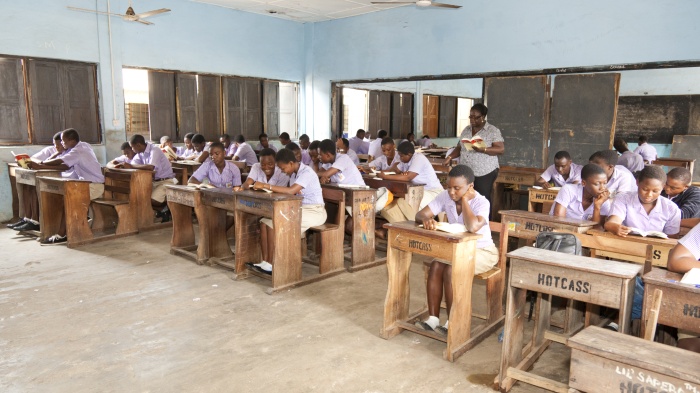 Caption: Students reading in a classroom. Accra, Ghana, January 16, 2013.